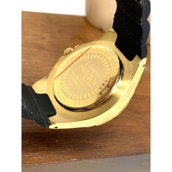 Invicta Women\'s Watch 1643 Angel Quartz White Dial Gold Black Rubber Strap 38mm main image 9